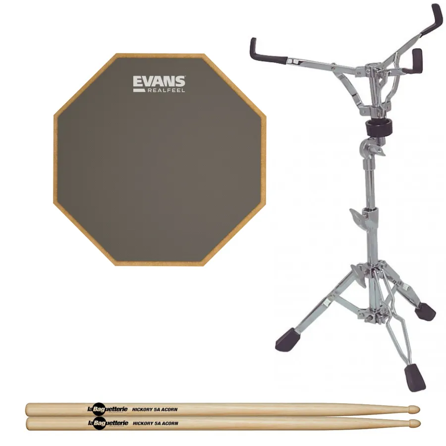 EVANS Pack Pad d'Entrainement RF12G w/ Pied de Caisse Claire & Baguettes