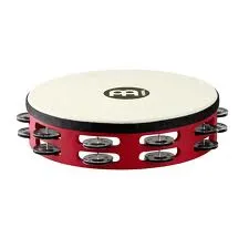 Tambourin Meinl Bois - Peau Synth - 2 Rangs - Acier - Red