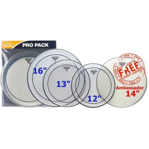 Produit REMO Pack Pinstripe 12"/13"/16" Clear + Ambassador 14" Coated Image