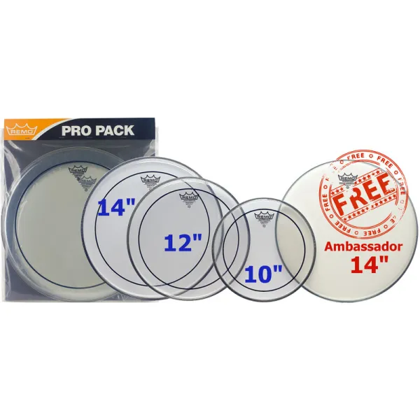 Produit REMO Pack Pinstripe 10"/12"/14" Clear + Ambassador 14" Coated Image