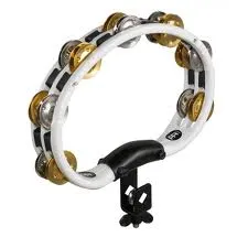 Produit MEINL TMT2MWH Tambourin Demi-Lune 2 Rangs Nickel/Cuivre White w/clamp Image