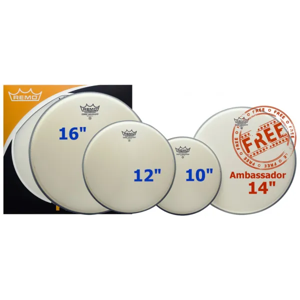 Produit REMO Pack Ambassador 10"/12"/16"Coated + Ambassador 14" Coated Image